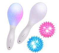 HOTUT Maracas con Luces, 4 unids LED intermitentes Juguete, 2 Maracas + 2 Pelotas Erizo, Brillar en la Oscuridad Fiesta Favores para Cumpleaños, Halloween, Carnaval