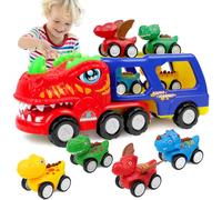 HOTUT Monster Truck and Dinosaur Car Toys for Boys Toddler 2-6 Years Old, 5 in 1 Dinosaurs Truck Toys for Age 2, 3, 4, 5, 6 años con sonido rugido y luces, el mejor regalo de cumpleaños para niños y