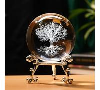 HOTUT Pisapapeles De Bola De Cristal De 3D,Árbol De La Vida Bolas Decorativas con Soporte,K5 Esfera De Cristal,Pelota De Cristal Láser 3D De 60 mm para Decoración del Hogar Regalos para Mujeres