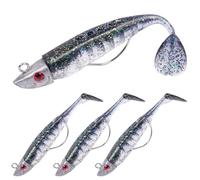 HOTUT Soft Señuelos de Pesca, 3 Peces Señuelos Blandos, de Goma para Lubina, Sábalo, Lucio, Trucha, Pesca de Carnívoros, señuelos de Pesca de caballa de Silicona para Peces Depredadores - Verde Claro