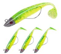 HOTUT Soft Señuelos de Pesca, 3 Peces Señuelos Blandos, de Goma para Lubina, Sábalo, Lucio, Trucha, Pesca de Carnívoros, señuelos de Pesca de caballa de Silicona para Peces Depredadores - Verde