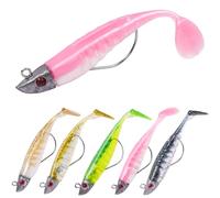 HOTUT Soft Señuelos de Pesca, 5 Peces Señuelos Blandos, de Goma para Lubina, Sábalo, Lucio, Trucha, Pesca de Carnívoros, señuelos de Pesca de caballa de Silicona para Peces Depredadores