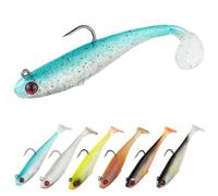 HOTUT Soft Señuelos de Pesca, 6 Peces Señuelos Blandos, de Goma para Lubina, Sábalo, Lucio, Trucha, Pesca de Carnívoros, señuelos de Pesca de caballa de Silicona para Peces Depredadores, Agua Dulce y