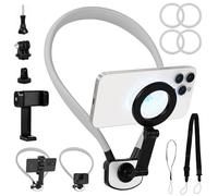 HOTUT Soporte Magnético para el Cuello para Teléfonos, POV/Vlog Cunas de Cuello Magnético para Teléfono con Correa Pectoral Antichoque para iPhone y Teléfonos Inteligentes Android y Cámaras de Acción