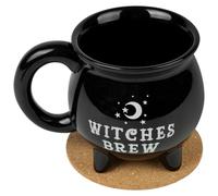 HOTUT Taza de Café, Hervidor de Brujas, Caldero de Brujas,Taza De La Caldera Trípode, para Halloween, Fiestas de Maquillaje, Decoraciones, Luna de Estrella Negra