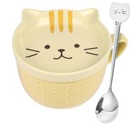 HOTUT Tazas de Café Gato con Tapas y Cuchara,300ml Tazas de Café con Tapa para Gatos,Taza de Té de Cerámica de Animales Novedosos,Kawaii,Regalos de Cumpleaños de Navidad para Amigos