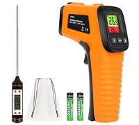 HOTUT Termómetro Infrarrojo, -50°C ~ 550°C (-58°F~1022°F) Tamaño Compacto Termómetro Láser sin Contacto, Emisividad Ajustable con Termómetro para carne para Asar Congelar Cocinar, No para Humanos