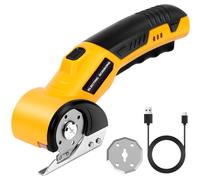 HOTUT Tijeras Eléctricas Sin Cable, Cúter Circular, Mini Cutter Eléctrico, Recargable Con Diseño De Corte Rotativo, Carga USB, Gatillo Extralargo, Luz LED,Cortador Alfombras Y Cartón