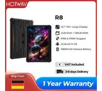 HOTWAV R8 tableta robusta 10,1 ''HD + pantalla 10800mAh almohadilla de batería masiva Android 14 OS octa-core 4GB 128GB Tablet PC Global R8 Black