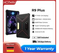 HOTWAV R9 Plus tableta robusta pantalla 2K de 11 pulgadas 20080mAh Pad 8GB 512GB 64MP Android 14 Tablet PC con súper luz de Camping R9 Plus Black