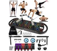 HOTWAVE Equipo de Ejercicio portátil con 16 Accesorios de Gimnasio. Tabla de Ejercicios 20 en 1, Bandas de Resistencia con Rodillo Abdominal, Entrenamiento de Cuerpo Completo en casa