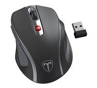 HOTWEEMS D-09 - Ratón inalámbrico para laptop, ergonómico Plus, USB, empuñaduras Ergo, Lightspeed 5 niveles 2400 DPI, batería de 16 meses, portátil para PC, Mac, Chromebook, 6 botones, gris grafito