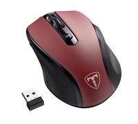 HOTWEEMS D-09 - Ratón inalámbrico USB para computadora portátil, empuñaduras Ergo, velocidad de la luz, 5 niveles 2400 DPI, batería de 16 meses, portátil para PC, Mac, Chromebook (rojo, 1 unidad)