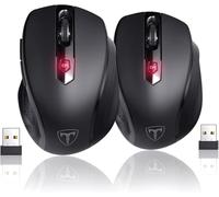 HOTWEEMS D-09 - Ratón inalámbrico USB para computadora portátil, empuñaduras Ergo, velocidad de la luz, 5 niveles 2400 DPI, batería de 16 meses, portátil para PC, Mac, Chromebook (paquete de 2)