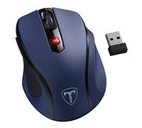 HOTWEEMS D-09 - Ratón inalámbrico USB para computadora portátil, empuñaduras Ergo, velocidad de la luz, 5 niveles 2400 DPI, batería de 16 meses, portátil para PC, Mac, Chromebook (azul zafiro, 1