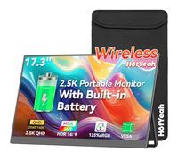 HotYeah - Monitor portátil inalámbrico de 17.3 pulgadas y 2.5 K, compatible con AirPlay Miracast, monitor externo IPS USB-C HDMI, 2560 x 1440P, segunda visualización para laptop, MacBook PC, teléfono