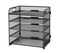 Hotyin Archivos de Escritorio A4, 5 Niveles Bandeja Organizadora, Negro | Estantes de Malla para Archivos con Asa, Organizador de Archivos para Carpetas de Archivo