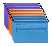 Hotyin Archivos de suspensión Foolscap (paquete de 12, 3 colores), archivos de suspensión de plástico con pestañas e inserciones de etiquetas de letras, para archivador, organización de archivos