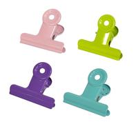 Hotyin Large Bulldog Clips 50mm, 12Pcs Colored Binder Clips, Metal Hinge Bull Dog Clamp for Photo, Drawing, Food Bags, Office Supply (4 Colours)