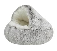 HotYou Cama para Perro en Forma de Concha Cesto de Felpa para Gato Mascotas de 2.5-45KG Sofá Lavable para Gato Y Perros Medianos Pequeñas Inferior Antideslizante,Café 2 Peluche Largo,80 CM（<20KG