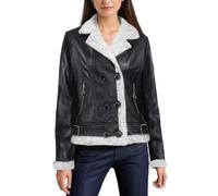 HotYou Invierno Chaqueta de Cuero Sintético con Forro Polar para Mujer Abrigo Corto de Motociclista de Otoño Cazadora Biker Elegantes Blazer,Gris,S