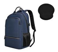 HotYou Mochila + Alfombrilla de Ratón, Impermeable y Antidesgaste, Bolsillo para Portátil de 15,6 Pulgadas, Almacenamiento de 3 Compartimentos, Ideal para Trabajo, Transbordos y Viajes,Azul