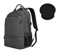 HotYou Mochila + Alfombrilla de Ratón, Impermeable y Antidesgaste, Bolsillo para Portátil de 15,6 Pulgadas, Almacenamiento de 3 Compartimentos, Ideal para Trabajo, Transbordos y Viajes,Gris
