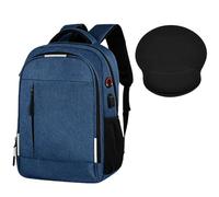 HotYou Mochila + Set Alfombrilla Ratón, Impermeable & Antidesgaste, Bolsillo Portátil 15,6 Pulgadas, Tasca Antirrobo, Puerto USB, Correa Maleta, Ideal Trabajo & Viaje,Azul
