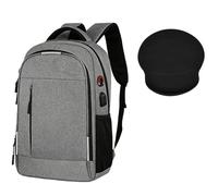 HotYou Mochila + Set Alfombrilla Ratón, Impermeable & Antidesgaste, Bolsillo Portátil 15,6 Pulgadas, Tasca Antirrobo, Puerto USB, Correa Maleta, Ideal Trabajo & Viaje,Gris