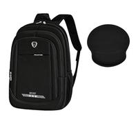 HotYou Mochila + Set Alfombrilla Ratón, Tamaño 48x34x18cm, Compartimento Portátil 15,6 Pulgadas, Bolsillos Multicapa, Transpirable & Impermeable, Reducción Carga, Ideal Trabajo & Viaje,Negro 2