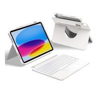 HOU Funda con teclado giratorio de 360° y desmontable para iPad A16 11/10-155°, soporte ajustable, ranura para lápiz Apple / lápiz capacitivo, trackpad multitáctil, retroiluminación de 7 colores