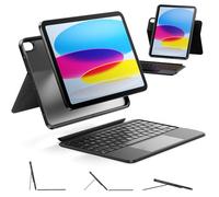 HOU Funda para iPad A16 de 11ª/10ª generación con teclado, funda giratoria y desmontable para iPad 11/10, soporte elástico para bolígrafo, cubierta de protección completa, retroiluminación de 7