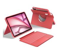 HOU Teclado Giratorio para iPad Air 11 (M3/M2) 2025, Funda Magnética Desmontable con Teclado para iPad Pro 11 (4ª/3ª/2ª/1ª) e iPad Air (7ª/6ª/5ª/4ª),con Panel Táctil,Retroiluminación,Español Ñ-Magenta
