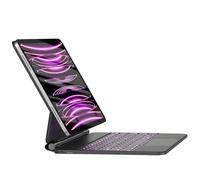 HOU Teclado iPad Air 11'' (M2 2024/M3 2025)/iPad Air 5 2022/iPad Air 4 10.9 2020, Teclado iPad Pro 11 Pulgada （4ª 3ª 2ª 1ª）con diseño Flotante, trackpad, Retroiluminación 7 Colores, Español Ñ,Negro