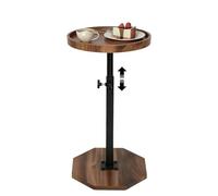 houcheyai Mesa auxiliar redonda, pequeña mesa auxiliar de madera, altura regulable 45 - 80 cm, rotación 360°, mesa de centro pequeña para espacios pequeños, salón, dormitorio, mesita de noche, sofá