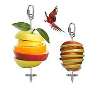 Houdao 2 Piezas Pájaros para Verduras Comedero Pincho Loro de Acero Inoxidable Loro Juguete Comedero para Pájaros para Loros Periquitos Cacatúas Canarios