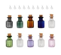HOUDERCO 10 Mini Botellas de Vidrio Fáciles de Ver el Contenido con Tapón de Corcho, Frascos Pequeños para Manualidades y Adornos en Oficina