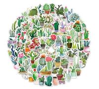 HOUDERCO 100 Pegatinas de PVC para Plantas Verdes y Cactus Suculentos, Pequeñas Pegatinas Fuerte Adhesión y Protección Solar para Decoración DIY y Motocicleta