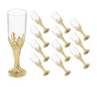 HOUDERCO 12 Copas de Cáliz de Plástico Doradas, Copa de Vino Vintage para Celebraciones en Iglesias, Bodas y Fiestas Religiosas, Vasos Decorativos para Eventos y Ritos