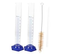 HOUDERCO 4 Piezas Cilindros Medidores de Vidrio Graduados Base Redonda y Cepillo Resistencia al Calor y Clara para Química y Cocina