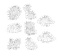HOUDERCO 8 Piezas Molde para Hornear, Molde para Repostería de Dinosaurio, Plástico Blanco, Fácil Desmolde y Resistente a Rayaduras, para Galletas y Bricolaje, Baking y Holiday