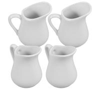 HOUDERCO 80ml Jarras Pequeñas de Cerámica de Color Claro Juego de 4 Fáciles de Usar y Limpiar para Crema y Leche Ideales para Servir Leche y Mantequilla Caliente
