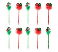 HOUDERCO Bolígrafos Creativos de Navidad Cascabel, Punta Fina y Escritura, 10 Piezas en Rojo y Verde para Fiestas y Diarios Festivos