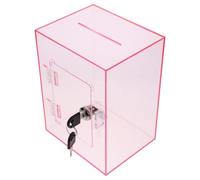 HOUDERCO Caja para Obsequio de Acrílico Rosa con Cerradura, Superficie Lisa y Resistente al Desgaste, Adecuado para Donaciones y Sobres
