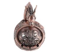 HOUDERCO Cenicero y Diseño Decorativo Clásico y Ranuras Profundas de Cobre con Tapa Vintage con Estructura a Prueba de Viento para Uso Interior y Exterior