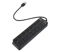 HOUDERCO Concentrador de ABS de 7 USB 3.0 Transmisión de Datos Rápida y Luz Indicadora LED, Divisor USB Múltiple para Computadora Portátil y Accesorios PC