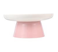 HOUDERCO Cuenco para Gatos de Cerámica Base Estable y Protección para Cuello, Tazón Alto Decorativo Rosa Diseño de Huellas y Hueso, Adecuado para Alimentación Doméstica de Gatos y Gatitos