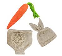 HOUDERCO Disfraz de Conejo de Pascua para Bebés, Traje de Ganchillo Gorro y Pantalones, Conjunto Fotográfico para Recién Nacidos