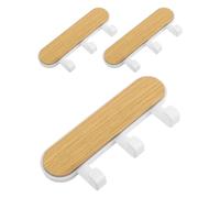 HOUDERCO Ganchos de Pared Rústicos de Madera Clara Autoadhesivos, Perchero Minimalista de 6 Piezas para Entrada y Oficina, Diseño Decorativo y Funcional