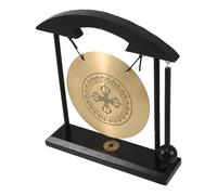 HOUDERCO Gong Adorno Elegante de Latón para Escritorio Feng Shui con Soporte y Mazo Que Brinda Buena Suerte y Es Coleccionable para Estudio y Sala
